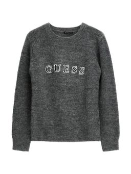 Guess - Grey Acrylic Full Sleeves Solid/Plain SweatShirt