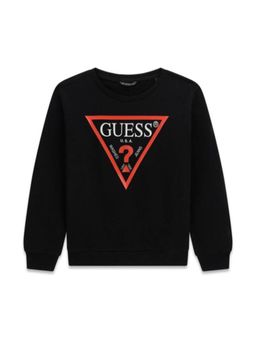 Guess - Black Cotton Full Sleeves Typography SweatShirt