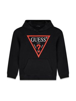 Guess - Black Cotton Full Sleeves Typography Hoodie