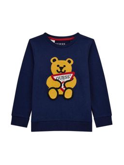 Guess - Blue Cotton Full Sleeves Embroidered SweatShirt