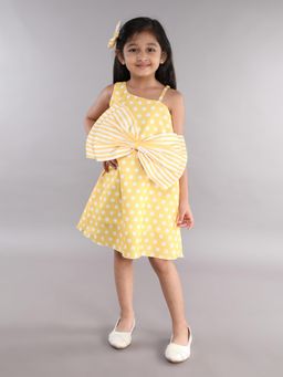 Pink Chick - Yellow One Shoulder A-Line Bow Dress
