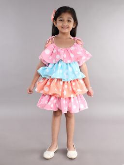 Pink Chick - Multi-Color Polka Dot Layered Cotton Dress