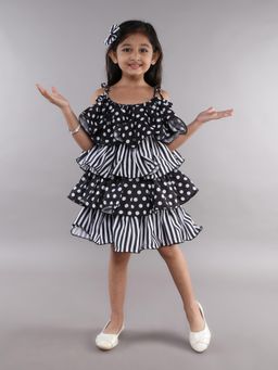 Pink Chick - Black Printed Layered Cotton Dress