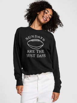 Victoria's Secret - Women Black Ivy Fleece Classic Crew Sweatshirt