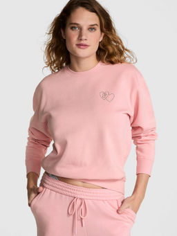 Victoria's Secret - Women Pink Ivy Fleece Classic Crew Sweatshirt