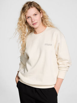 Victoria's Secret - Women Off White Ivy Fleece Classic Crew Sweatshirt