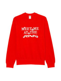 Victoria's Secret - Women Red Ivy Fleece Classic Crew Sweatshirt