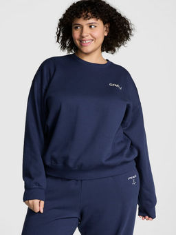 Victoria's Secret - Women Black Ivy Fleece Classic Crew Sweatshirt