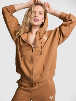 Victoria's Secret - Women Brown Ivy Fleece Full-Zip Hoodie