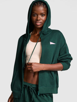 Victoria's Secret - Women Green Ivy Fleece Campus Full-Zip Hoodie