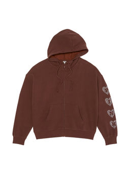 Victoria's Secret - Women Brown Ivy Fleece Campus Full-Zip Hoodie
