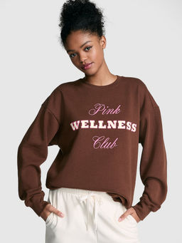 Victoria's Secret - Women Brown Ivy Fleece Oversized Crew Sweatshirt