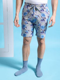 The Indian Garage Co - Men Grey Regular Fit Tropical Mid-Rise Knitted Shorts