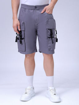 The Indian Garage Co - Men Grey Relaxed Fit Solid Mid-Rise Cargo Shorts