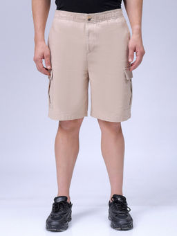 The Indian Garage Co - Men Beige Relaxed Fit Solid Mid-Rise Cargo Shorts