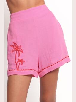 Petal & Pup - Catalina Embroidered Pink Shorts