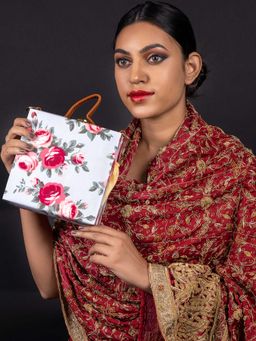 Odette - Blue Lovely Floral Printed Raxin Boxy Handbag