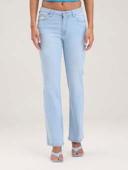 Twenty Dresses by Nykaa Fashion - Madonna Light Blue Mid Waist Straight Fit Denim