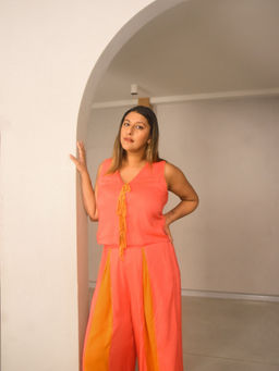 WHY SO BLUE - Peach Lila Modal Tie Top