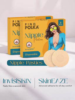 Pinq Polka - Disposable Nipple Pasties – Ultra Thin Nipple Covers Cotton Feel Pasties Nude (20 Pcs)