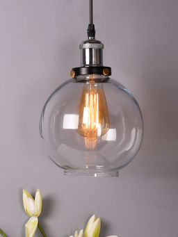 Homesake - Glass Globe Pendant Light Hanging Nickel