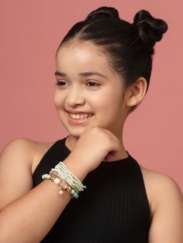 Carlton London - Genz Multi Colour Fancy Bead Charm Bracelet (Set Of 8)