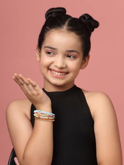 Carlton London - Multi Colour Fancy Bead Charm Bracelet (Set Of 8)