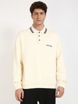 Tommy Hilfiger - Solid Regular Fit Cotton Polo T-Shirt -Off White