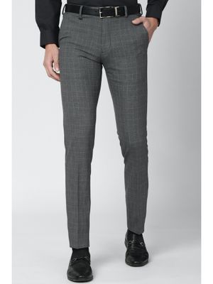 Buy Van Heusen Men Grey Slim Formal Trousers Online