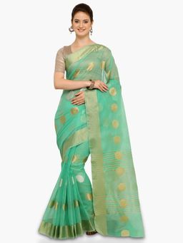 Sareemall - Green Printed Saree With Unstitched Blouse