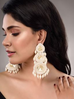 Saraf RS Jewellery - White Contemporary Dropdown Earrings