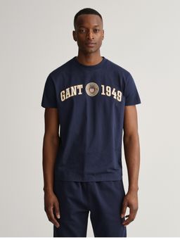 GANT - Men Navy Blue Solid Regular Fit T-Shirt