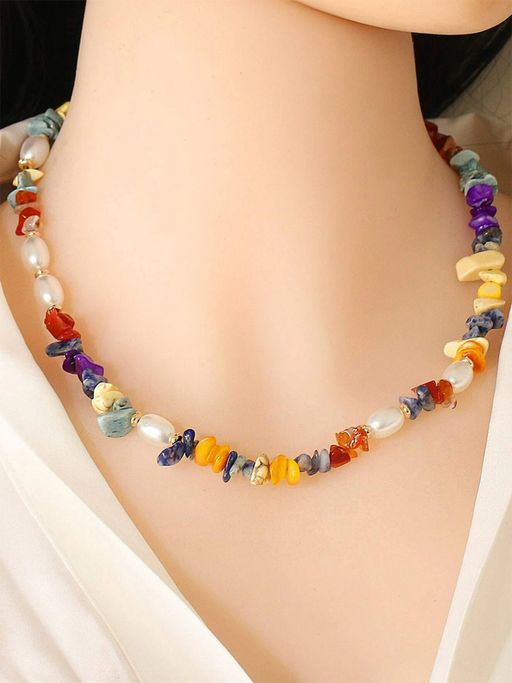 Yellow Chimes Multicolor Bohemian Seed Beads Choker Necklace