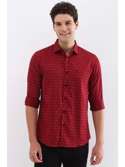 Allen Solly - Men Red Regular Fit Printed Full Sleeves Casual Shirt