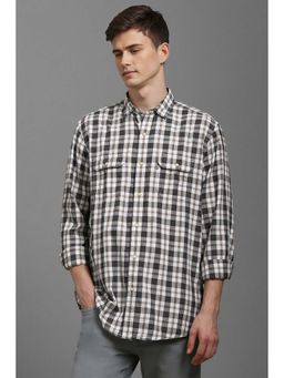 Louis Philippe - Men White Slim Fit Check Full Sleeves Casual Shirt