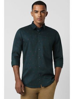 Peter England - Men Green Slim Fit Floral Printed Full Sleeves Casual Shirt