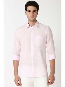 Peter England - Men Pink Slim Fit Textured Shirt