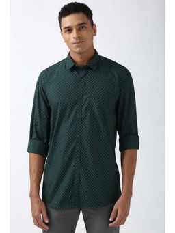 Peter England - Men Green Slim Fit Printed Shirt