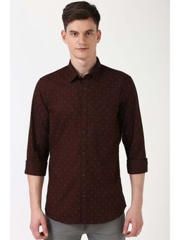 Peter England - Men Brown Slim Fit Printed Shirt