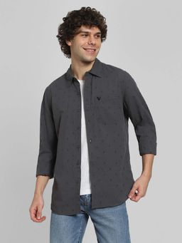 American Eagle - Men Grey Printed Slim Fit Everyday Button-Up Shirt