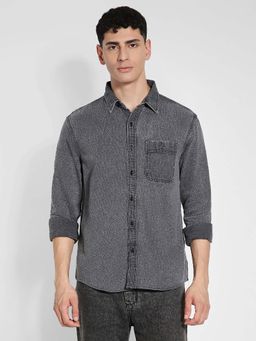 American Eagle - Men Grey Everyday Denim Button-Up Shirt