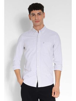 American Eagle - Men Grey Striped Slim Fit Oxford Button-Up Shirt