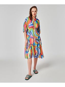 TWIST by Ipekyol - Knee Length Blue Patterned Dress With Inner