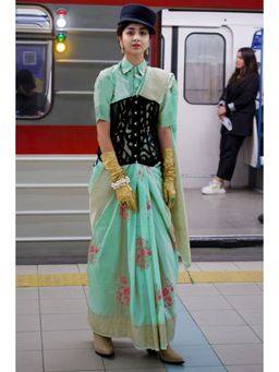 SGF11 - Sea Green Kanjivaram Floral Woven Soft Silk Saree with Unstitched Blouse