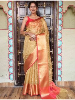 SGF11 - Gold Kanjivaram Tissue Soft Silk Saree with Unstitched Blouse