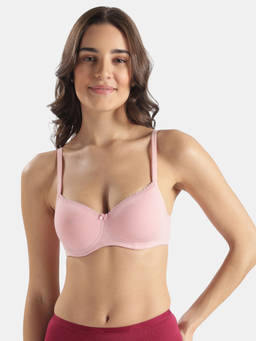 Jockey - 1723 Wire free Padded Cotton Elastane Medium Coverage T-Shirt Bra-Crush N Blush