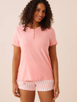 La Vie En Rose - Pink Super Soft Henley T-Shirt