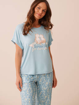 La Vie En Rose - Blue Brunch Print Super Soft T-Shirt