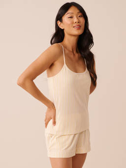 La Vie En Rose - Yellow Cotton Camisole with Shelf Bra