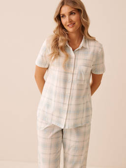 La Vie En Rose - White Plaid Print Button-Down Shirt
